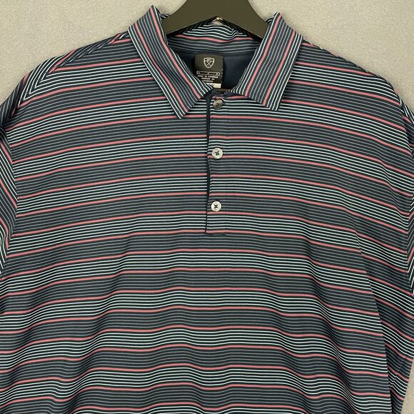 Nike Dri-Fit UV Polo Shirt Men's L Blue Striped Short Sleeve Golf Performance - Picture 3 of 15